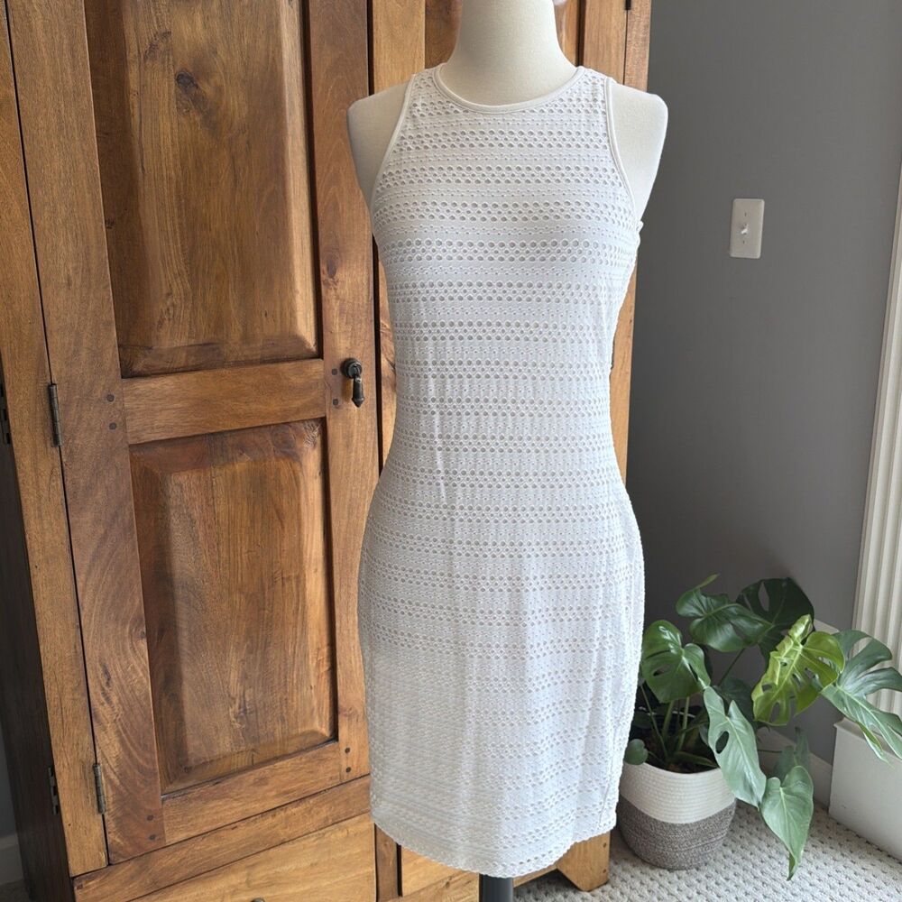 Vintage Y2K Cache White Stretch Bodycon Dress Size Small